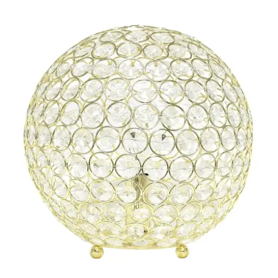 Lalia Home 10" Medium Metal Crystal Round Orb Table Lamp Gold {1}