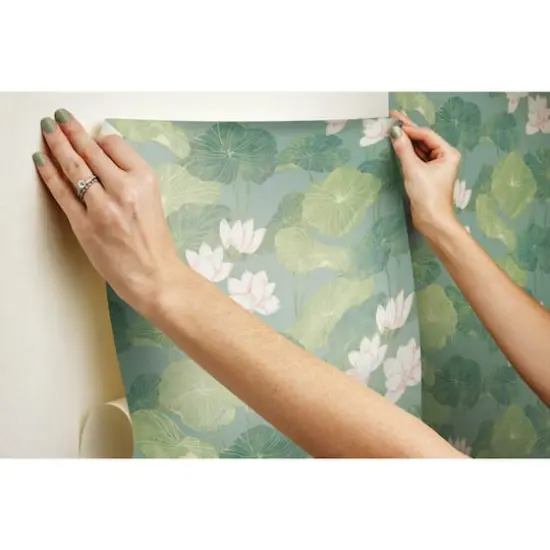 RoomMates Lily Pad Peel & Stick Wallpaper Blue/Green {9}