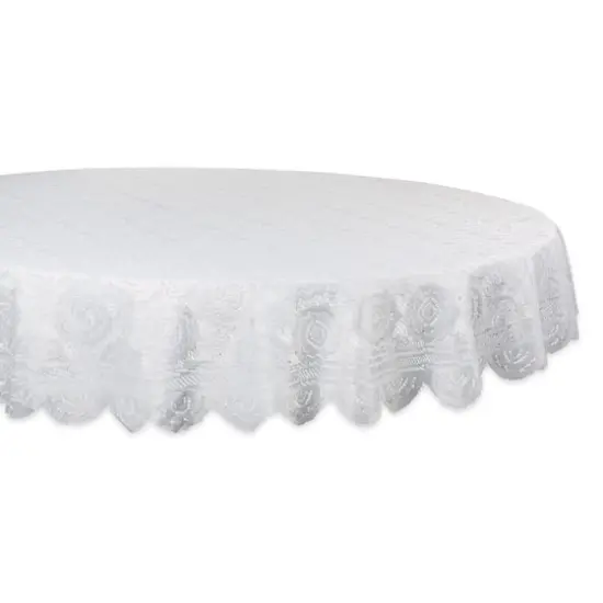 DII&reg; 63" Round Cream Vintage Polyester Lace Tablecloth {1}