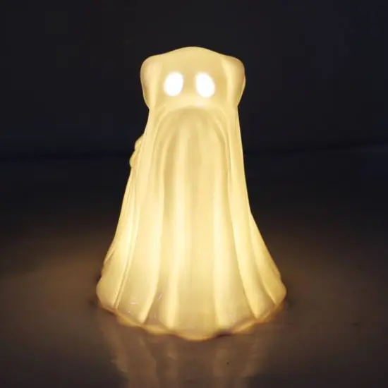 6.75" White Ghost Dog Pre-Lit Ceramic Tabletop D&eacute;cor by Ashland&reg; {3}