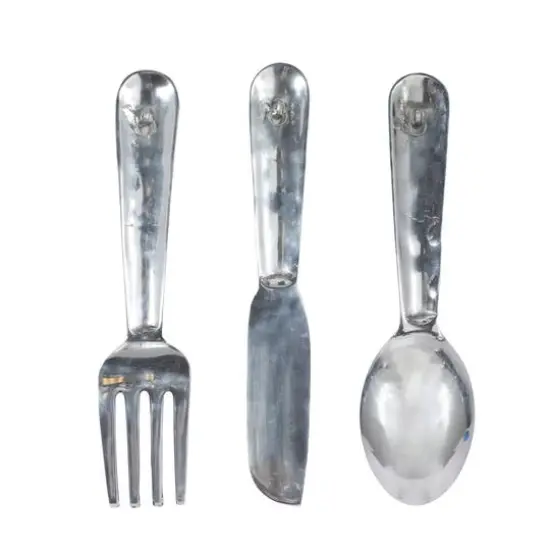 Silver Aluminum Utensils Wall Decor Set {3}