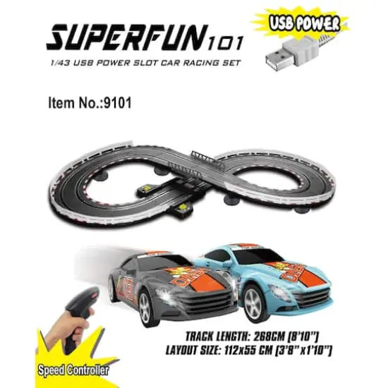 Joysway&reg; SuperFun 101 USB Power Slot Car Racing Set {3}