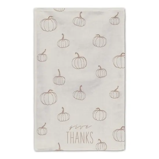 Give Thanks Orange Pumpkin Tea Towel Set {5}