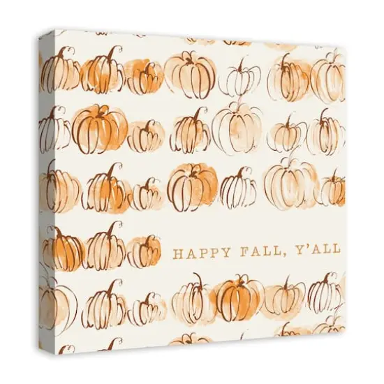 Watercolor Pumpkin Pattern Canvas Wall Art {3}
