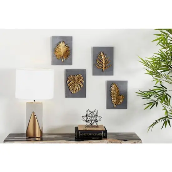 Gold Concrete Modern Floral Wall D&eacute;cor Set {10}