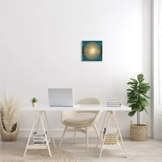 Stupell Industries Abstract Deco Sunburst Shape Over Dark Blue,12" x 12" {3}