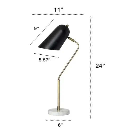 Lalia Home 24" Asymmetrical Marble and Metal Desk Lamp with Black Shade {4}