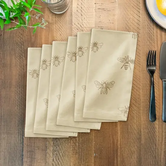 Delicate Bee Pattern Cotton Twill Napkin Yellow {4}