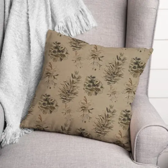 Pinecones on Brown Square Throw Pillow {4}
