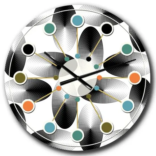 Designart 'Retro Geometrical Abstract Pattern Iv Mid-Century Modern Wall Clock {1}