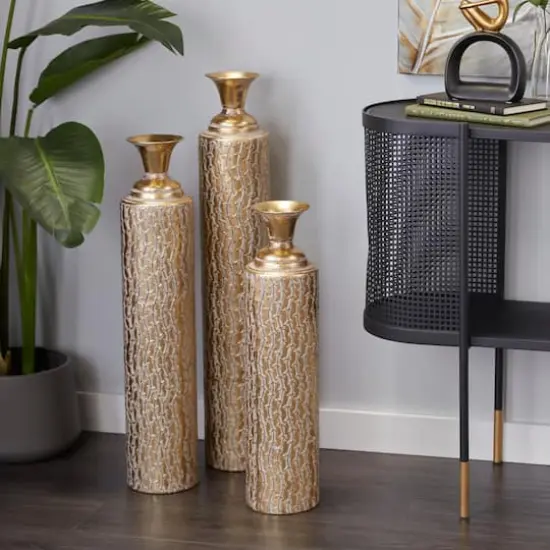 Gold Metal Glam Vase Set {8}