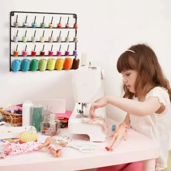 NEX&trade; Black 32-Spool Wall-Mounted Metal Sewing Thread Rack {6}