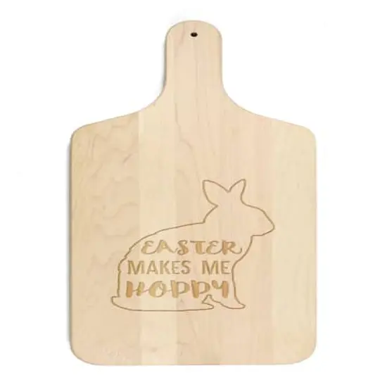 Easter Makes Me Hoppy 8" x 17" Maple Paddle Cutting Board {1}