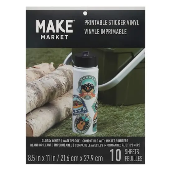 8.5" x 11" Waterproof Printable Vinyl Sticker Sheets, 10ct. by Make Market&reg; {1}