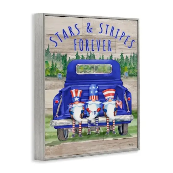 Stupell Industries Stars & Stripes Forever Americana Gnomes Framed Giclee Art Gray {4}