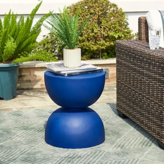 Glitzhome&reg; 18" Multi-Functional Terrazzo Garden Stool Cobalt Blue {3}
