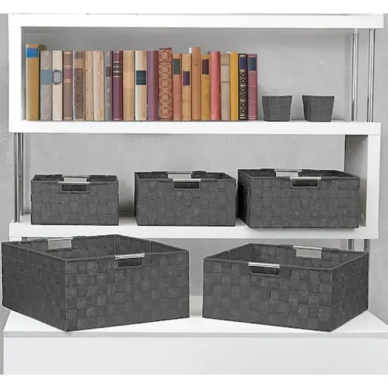 Sorbus 7-Piece Stackable Tote Basket Set with Handles Gray {5}