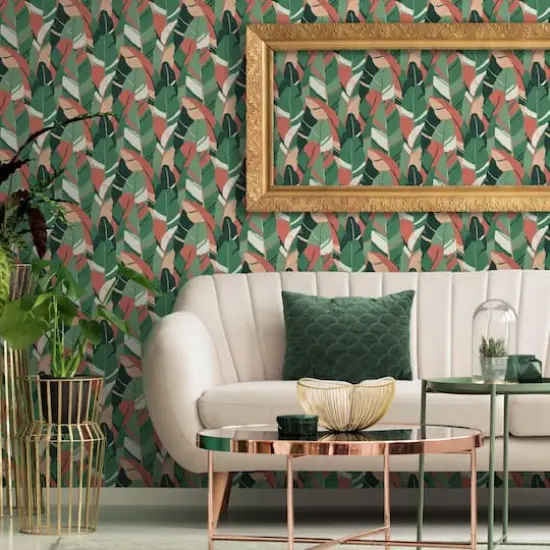 RoomMates Hearts of Palm Peel & Stick Wallpaper Green/Red {4}