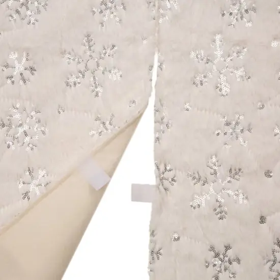 Glitzhome&reg; White Plush Snowflake Stockings & Tree Skirt Set {8}