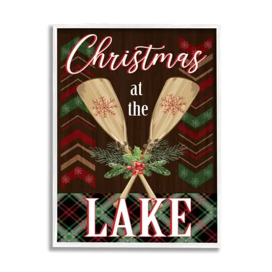 Stupell Industries Christmas At Lake Seasonal Oars Framed Giclee Art White {1}