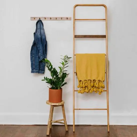 Hello Honey&reg; Woven Cotton Pom Pom Throw Gold {4}