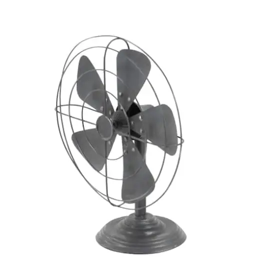 18" Black Metal Fan Vintage Sculpture {5}