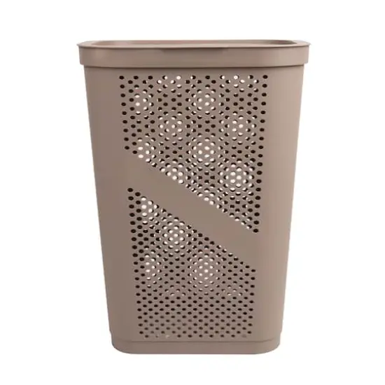 Mind Reader 60L Ventilated Slim Laundry Hamper with Cut Out Handles & Hinged Lid, 2ct. Tan {6}