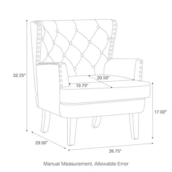 Glitzhome&reg; Modern Leatherette Button-Tufted Accent Armchair Coffee {5}