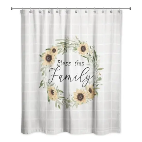 Wreath with Sunflowers and Plaid Family 71" x 74" Shower Curtain {3}