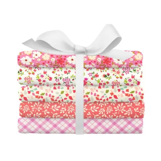 SINGER Ditsy Floral Pink 100% Cotton 5 Piece Bundle {1}
