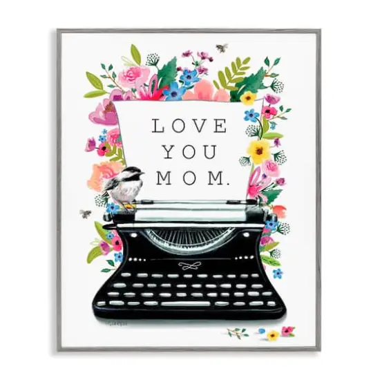 Stupell Industries Love You Mom Typewriter Framed Giclee Art Gray {1}