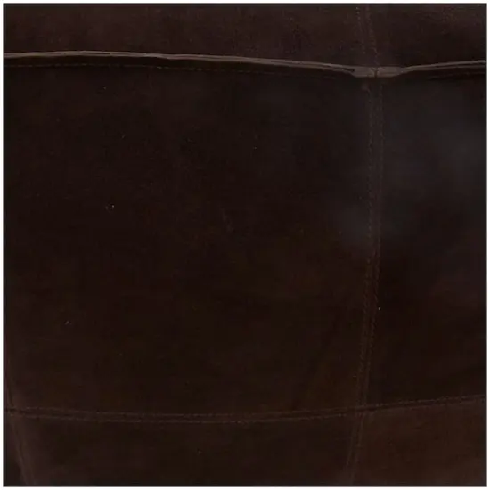28" Leather Low Profile Square Pouf with Patchwork Design Dark Brown {5}