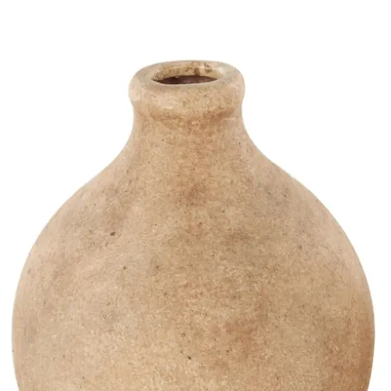 Brown Ceramic Antique Style Textured Vase Set {5}