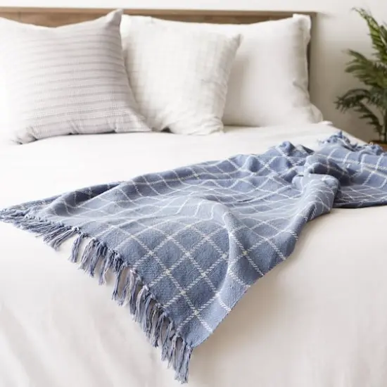 DII&reg; Checked Plaid Throw Stonewash Blue {6}