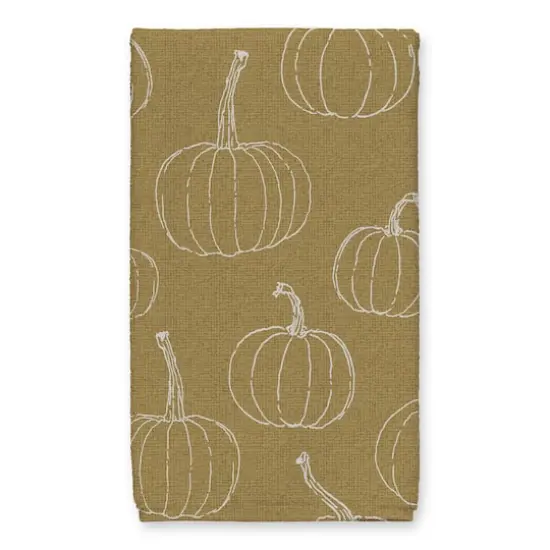 Grateful Hearts Mustard Pumpkin Tea Towel Set {4}