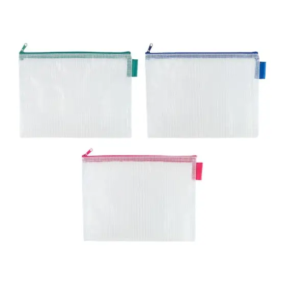 10" Mixed Mesh Accessory Zipper Pouches by Simply Tidy&reg;, 3ct. {1}