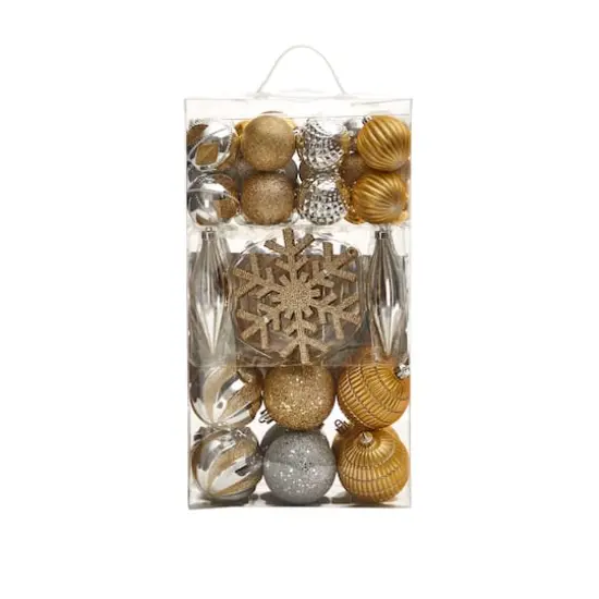 60ct. Holiday Deluxe Shatterproof Christmas Tree Ornament Box Set {4}