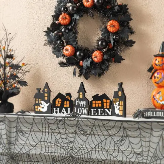 Glitzhome&reg; 2ft. Halloween Hinged Haunted House Table D&eacute;cor {4}