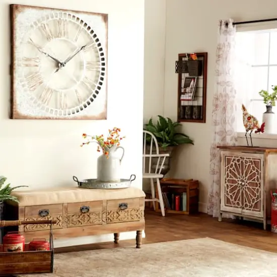 Gray Farmhouse Metal Wall Clock {3}