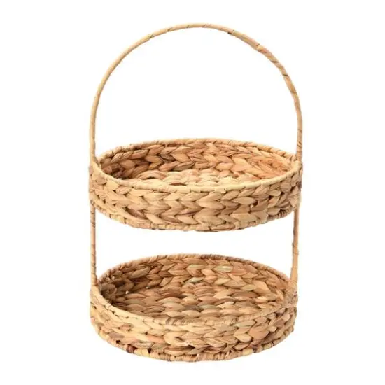 Household Essentials 15" Water Hyacinth 2-Tier Tray {9}