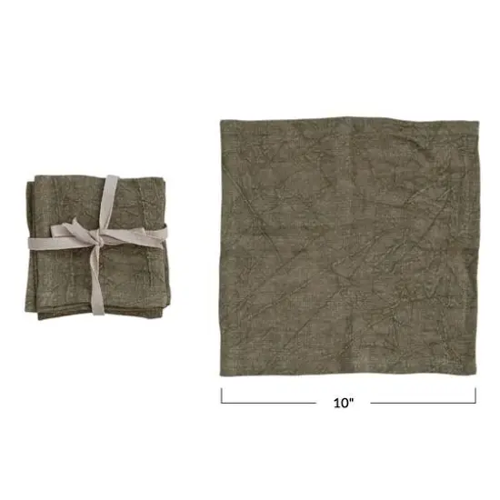 Hello Honey&reg; 10" Square Stonewashed Linen Cocktail Napkins, 4ct. Olive {8}