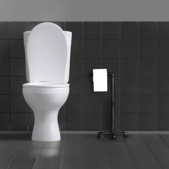 Black Free Standing Toilet Paper Holder Stand {6}