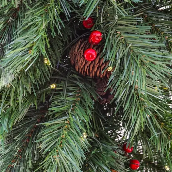 36" Glistening Pine Teardrop with Pine Cones, Red Berries & Twigs {4}