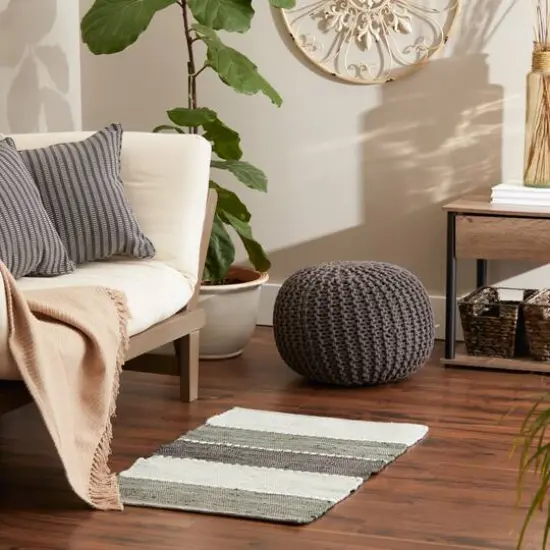 DII&reg; Color Block Cotton Chindi Rug, 2ft. x 3ft. Gray {4}