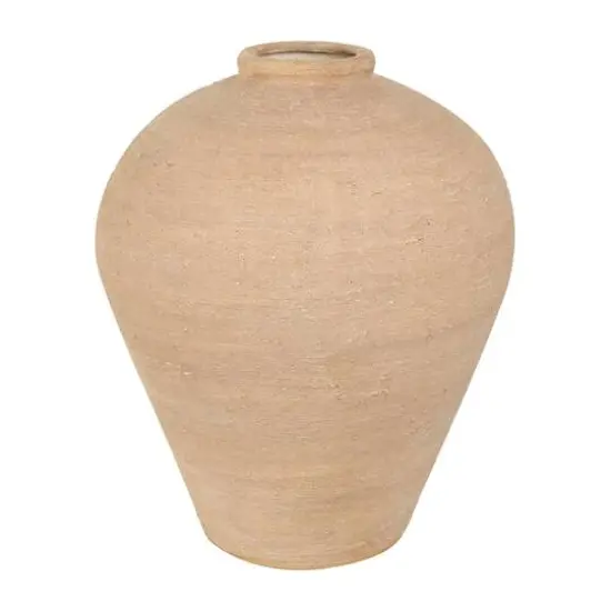 17" Beige Ceramic Wide Textured Vase {8}