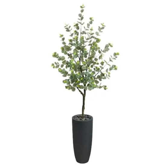 5ft. Eucalyptus Artificial Tree in Gray Planter {1}