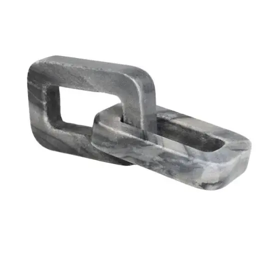 9.75" Gray Marble Geometric 2-Link Chain Sculpture D&eacute;cor {10}