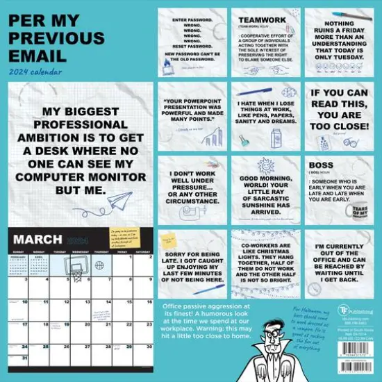 TF Publishing 2024 Per My Previous Email Wall Calendar {3}