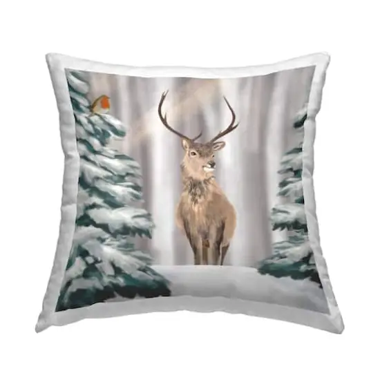 Stupell Industries Winter Woodland Elk Throw Pillow {1}