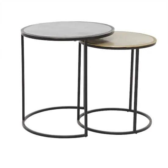 20" Black Aluminum Industrial Accent Table Set {1}